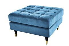 Hocker Plush Velvet 80cm – Frontansicht, Samt Aqua