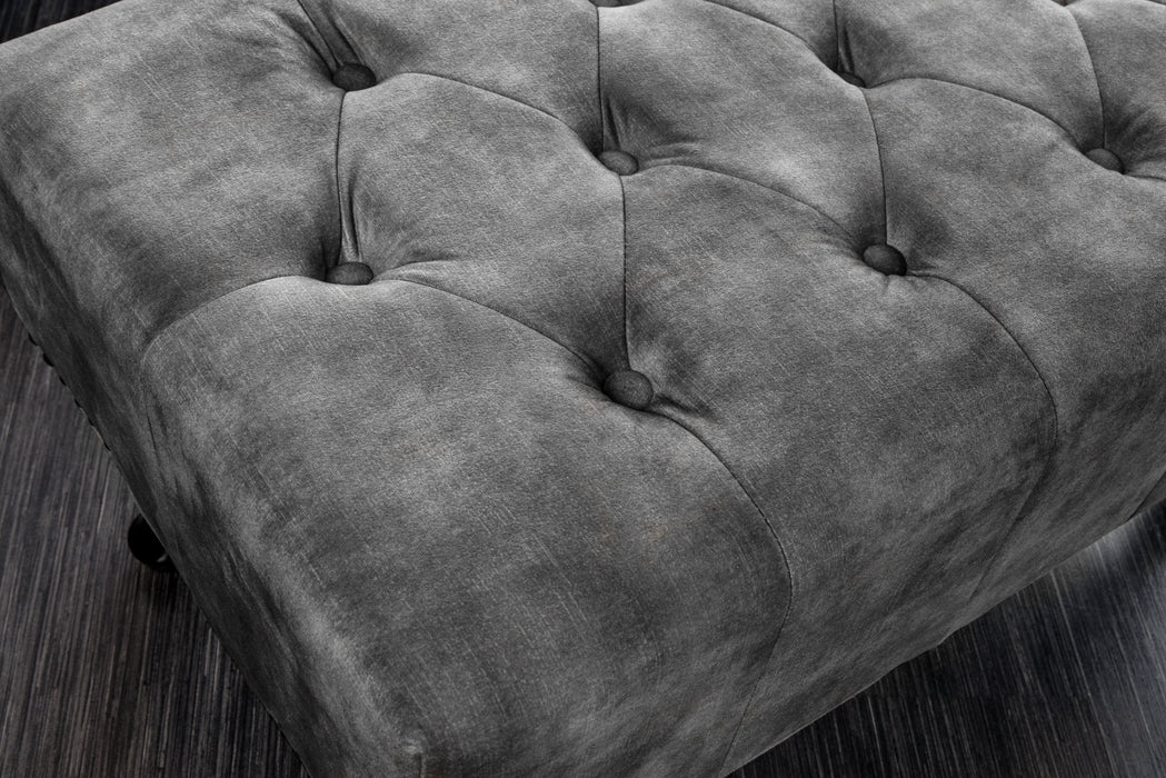 Fußhocker Chesterfield grau Antik Look/ 43521