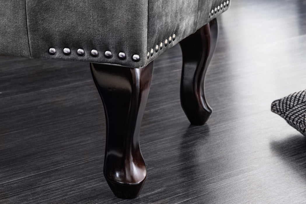Fußhocker Chesterfield grau Antik Look/ 43521