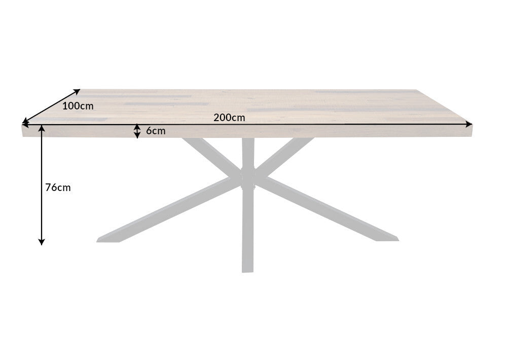 Esstisch Cosmos 200cm Pinie 60mm Vintage Braun