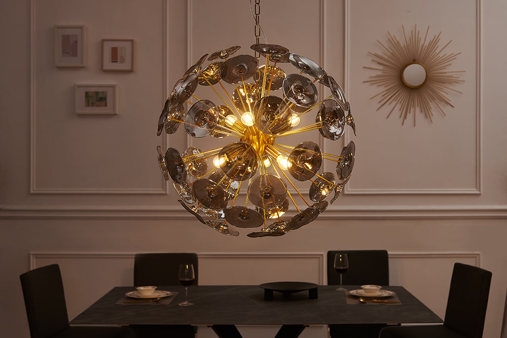 Hängeleuchte Blüten - gold Glas