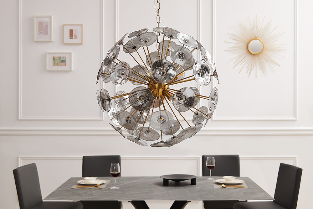 Hängeleuchte Blüten - gold Glas