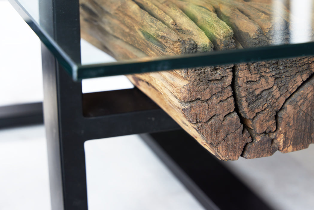 Couchtisch Barcelona 130cm Teakholz Glas