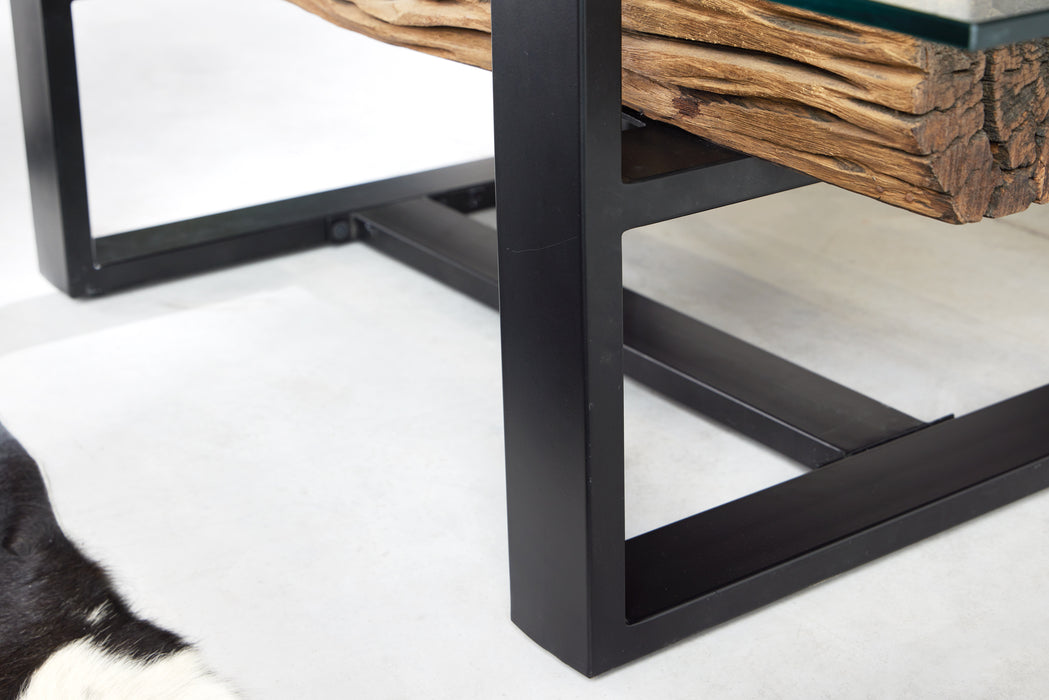Couchtisch Barcelona 130cm Teakholz Glas