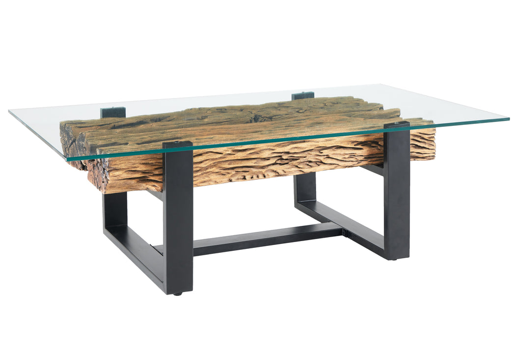Couchtisch Barcelona 130cm Teakholz Glas