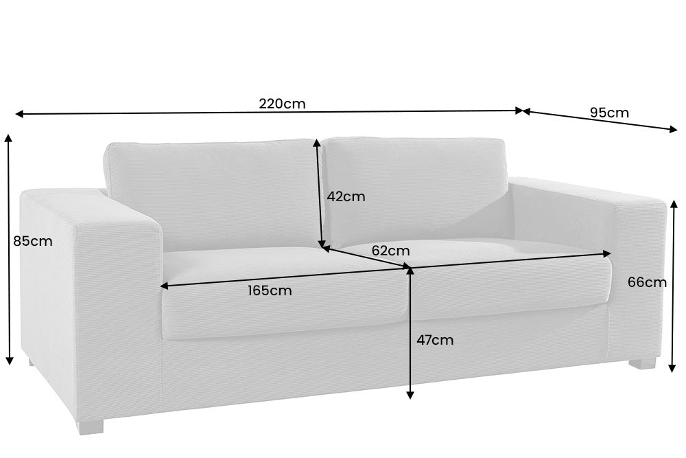 Sofa Recliner 220cm Blau Cord