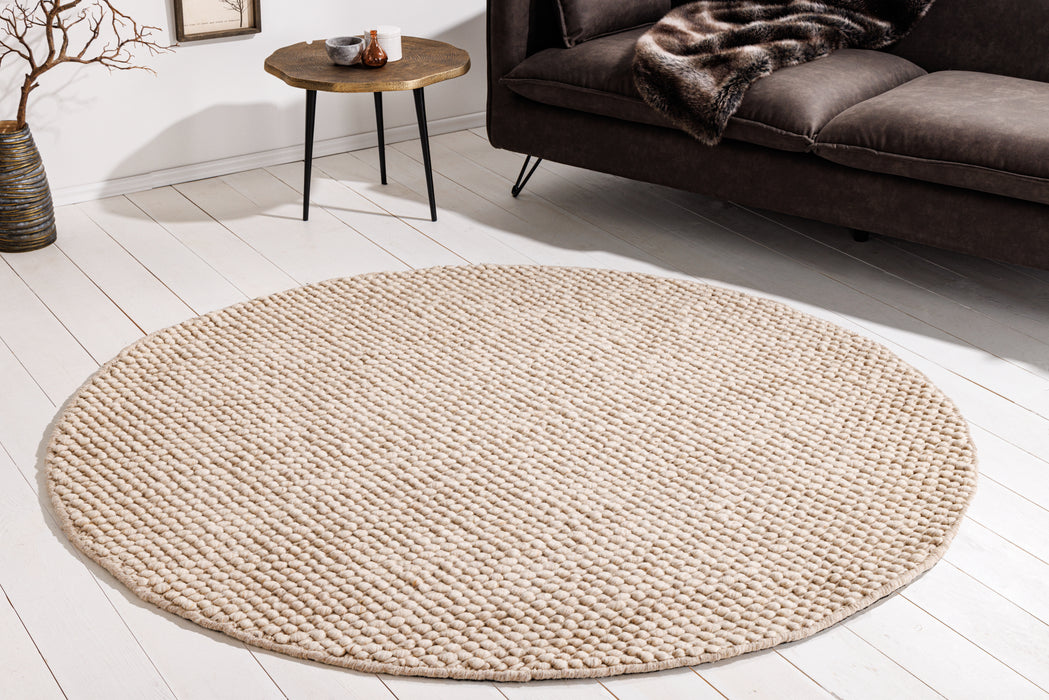 Teppich Wolle 150cm rund beige
