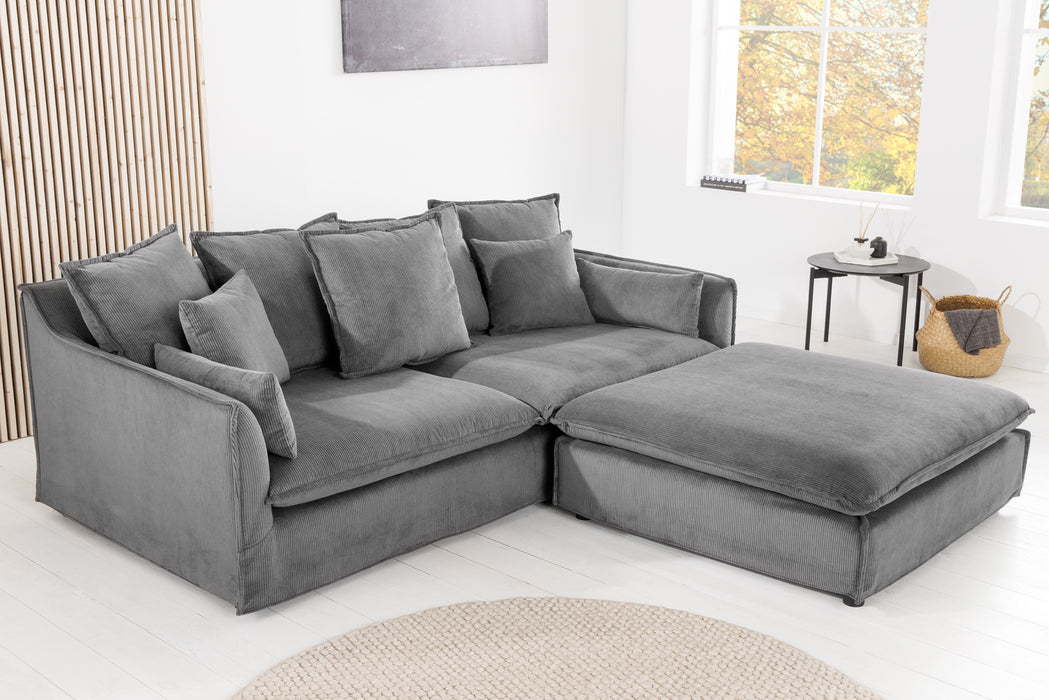 Hocker Clouds 100cm grau Cord