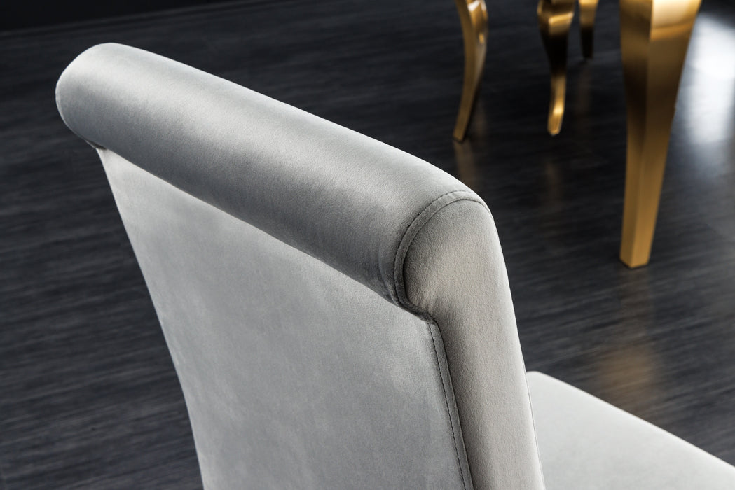 Stuhl Barock grauer Samt gold