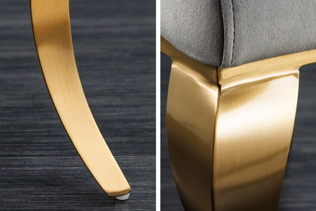 Stuhl Barock grauer Samt gold