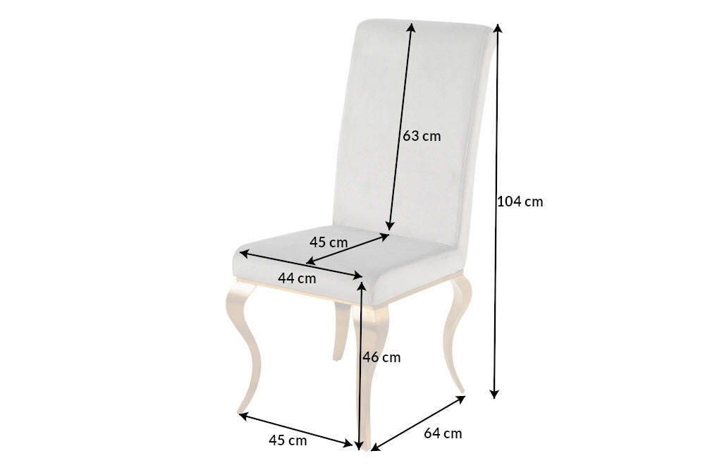 Stuhl Barock grauer Samt gold