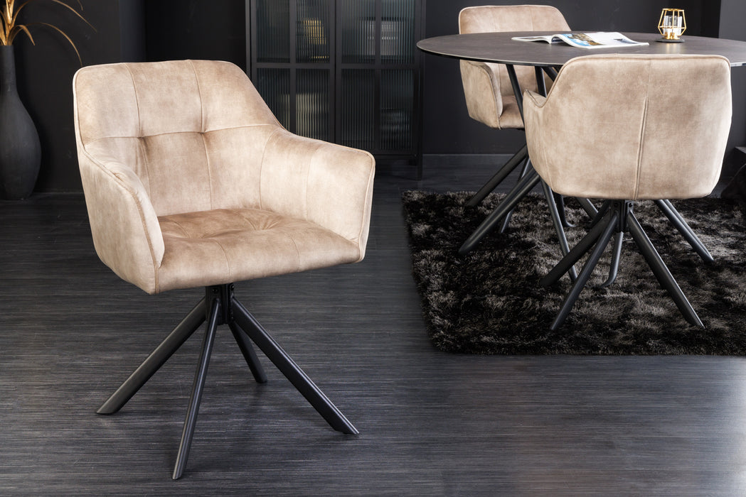 Stuhl Penthouse champagner Samt drehbar