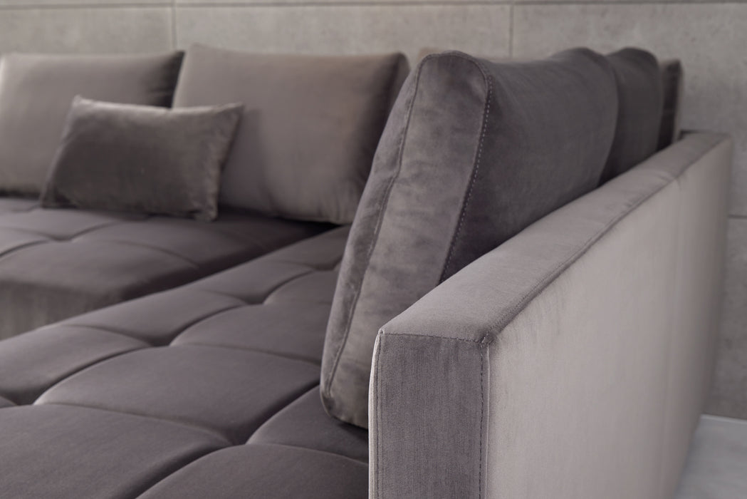Ecksofa Dover silbergrau Samt inkl. Hocke