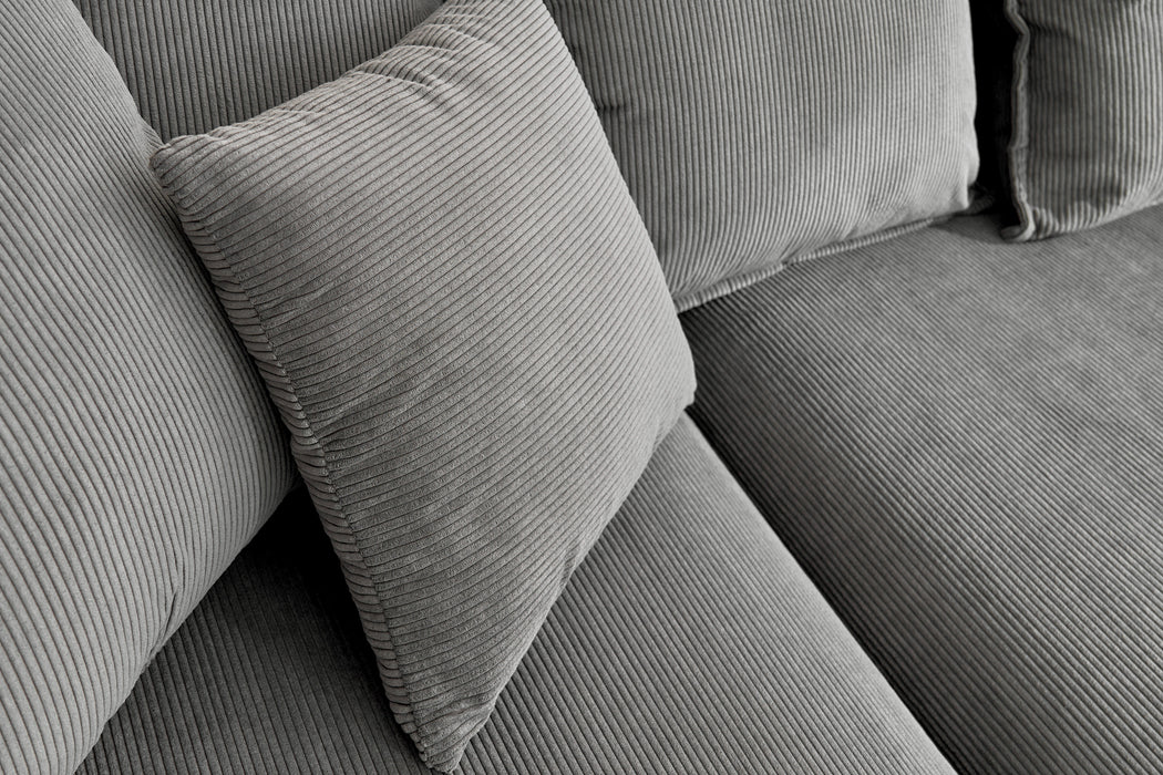 Eck-Sofa Clouds 255cm Cord grau