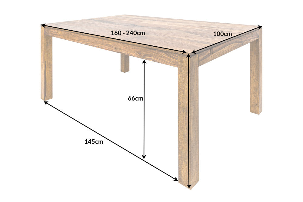 Esstisch Wallis 160-240cm m. Ansteckplatten