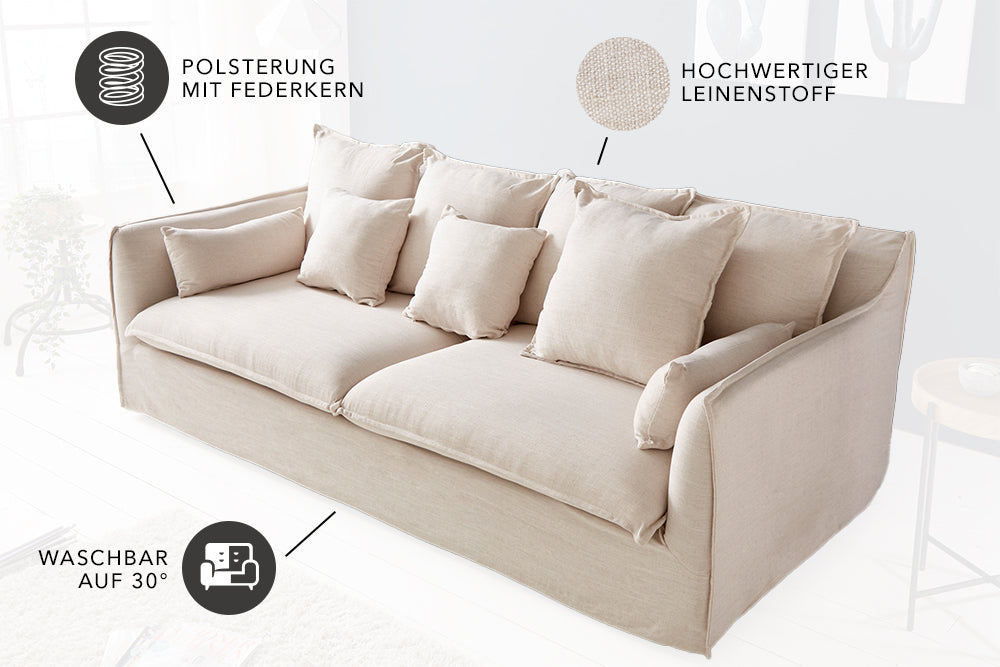 Sofa Clouds 200cm Leinen Natur