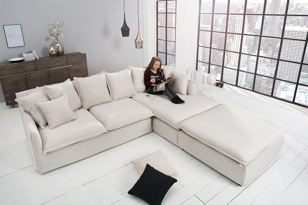 Eck-Sofa Clouds 255cm Leinen natur