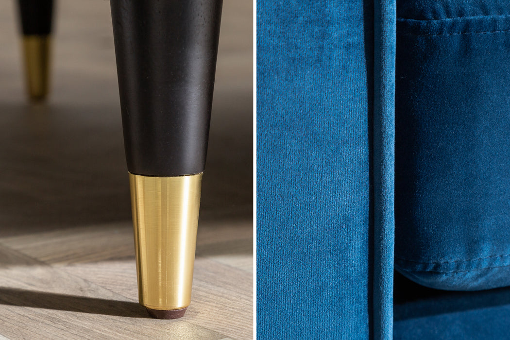 Sofa Plush Velvet 220cm Petrol Blau Samt