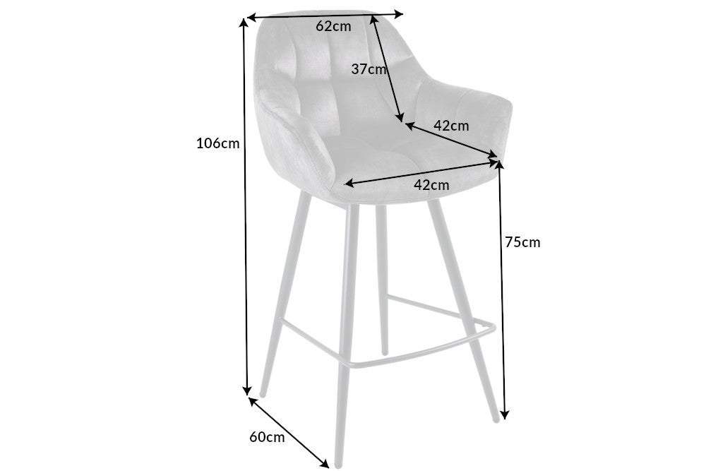 Barstuhl Monarch Samt grau drehbar