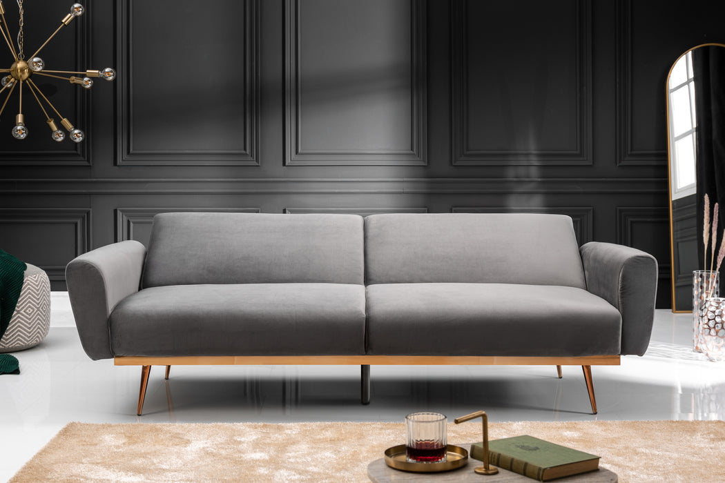 Schlafsofa Eleganza 210cm grau Samt