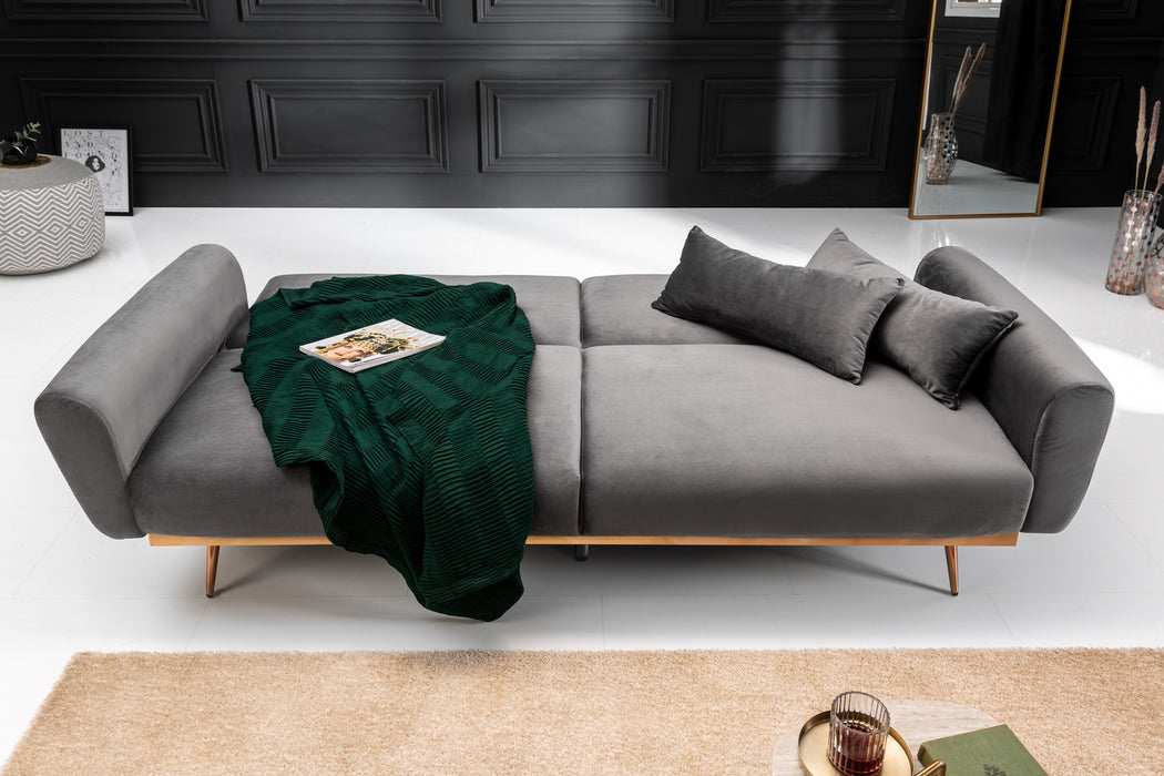 Schlafsofa Eleganza 210cm grau Samt