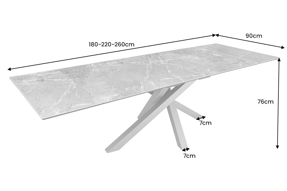 Esstisch Fantastic Keramik 180-220-260cm Marmor