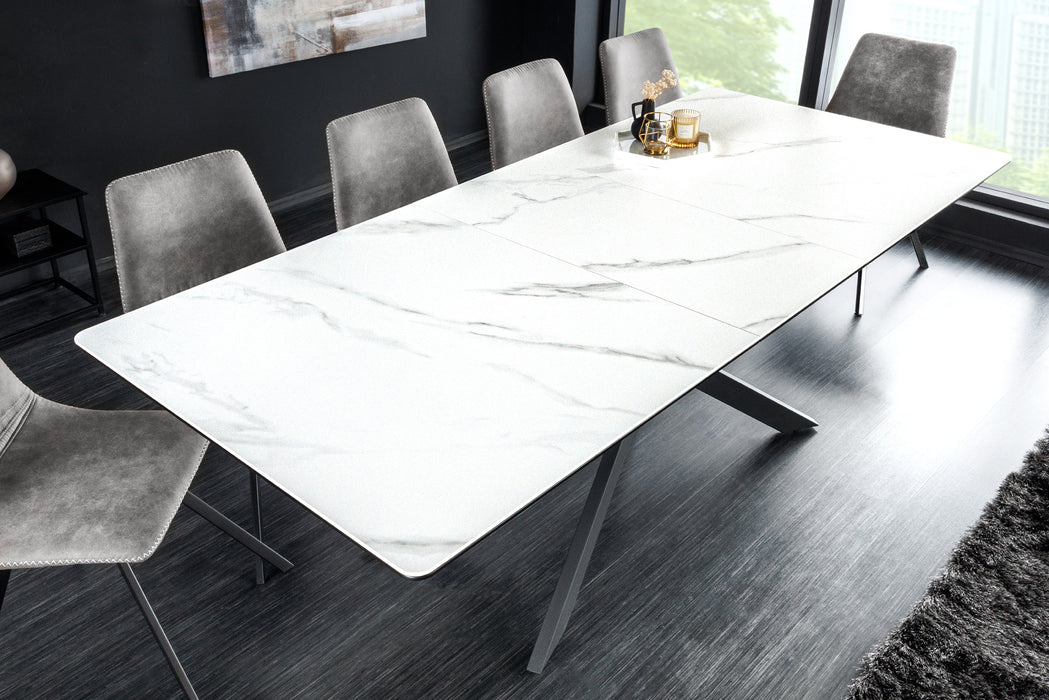 Esstisch Alpen 160-200cm Keramik Weiß Marmor