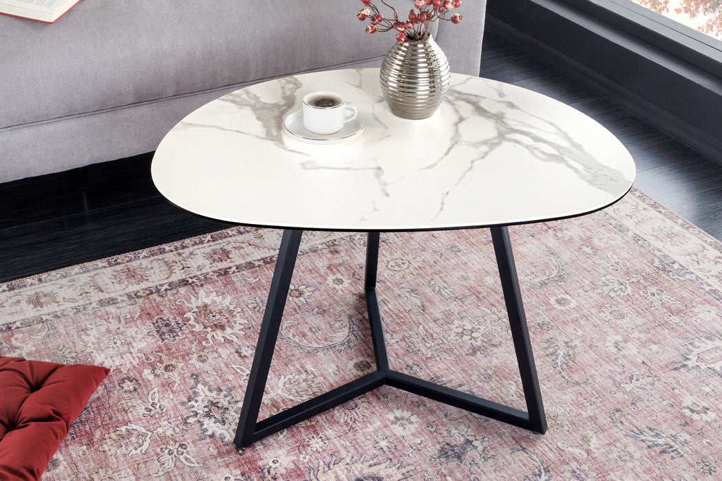 Couchtisch Fantastic  70cm weiß Keramik Marmor
