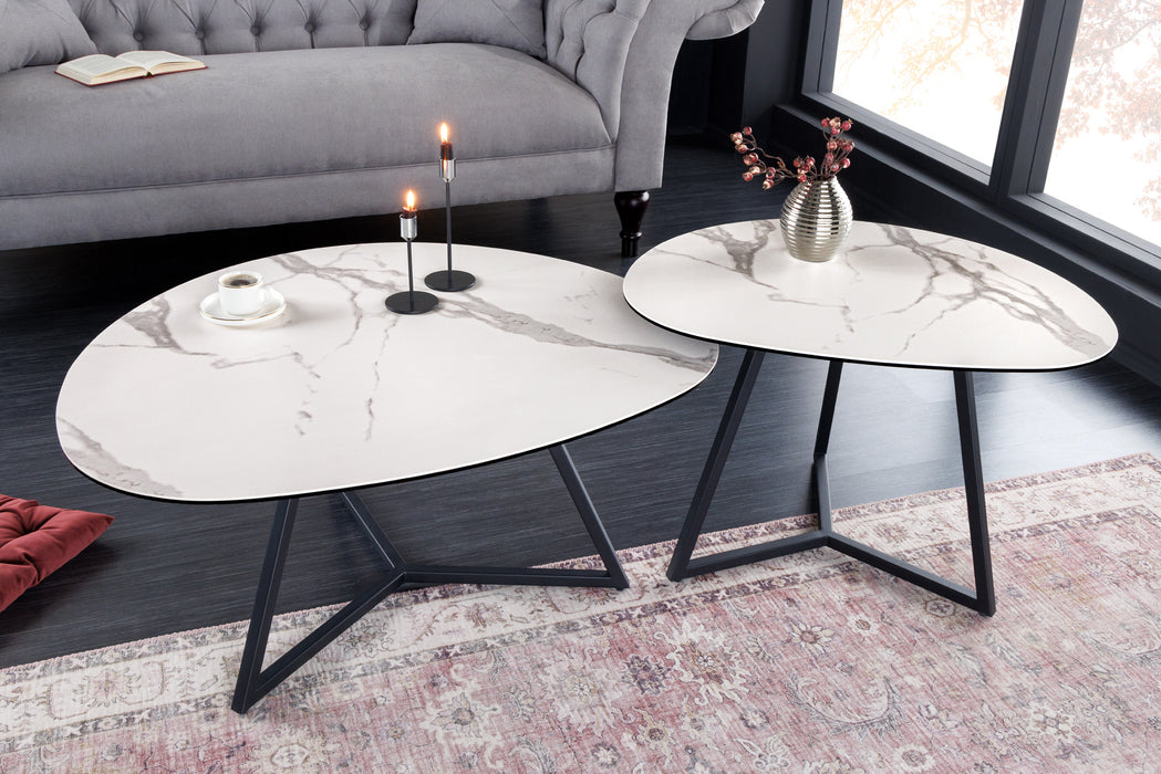 Couchtisch Fantastic  70cm weiß Keramik Marmor