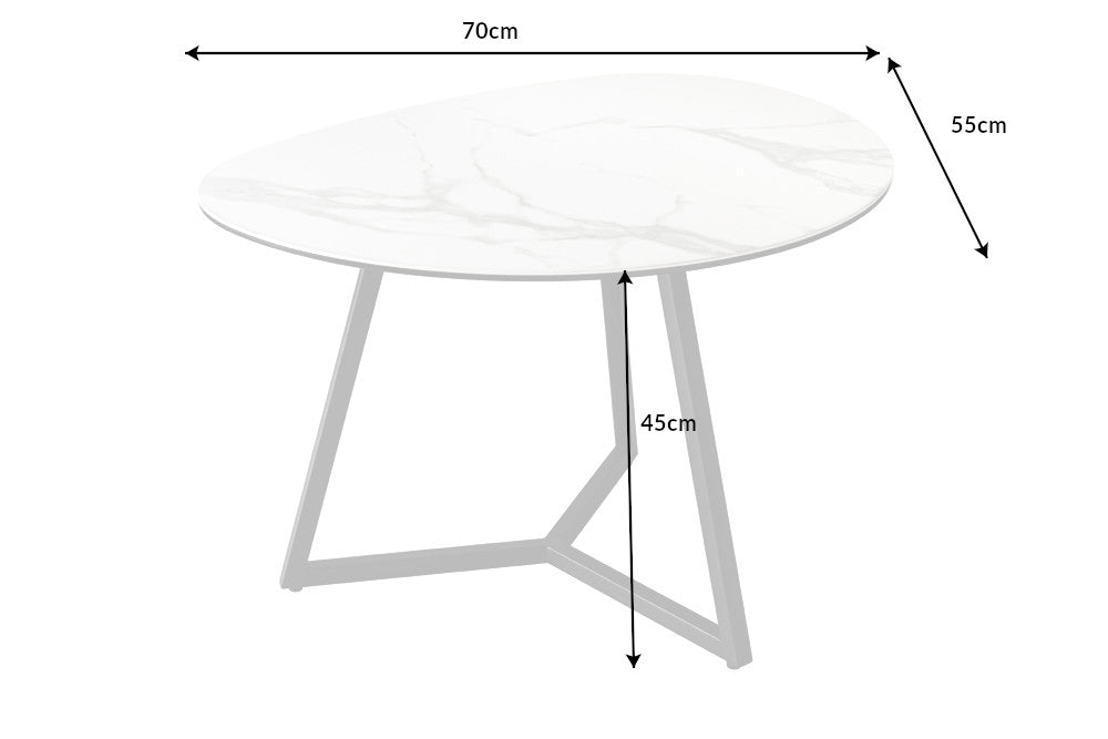 Couchtisch Fantastic  70cm weiß Keramik Marmor