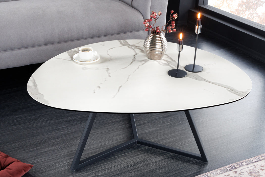 Couchtisch Fantastic 90cm weiß Keramik Marmor