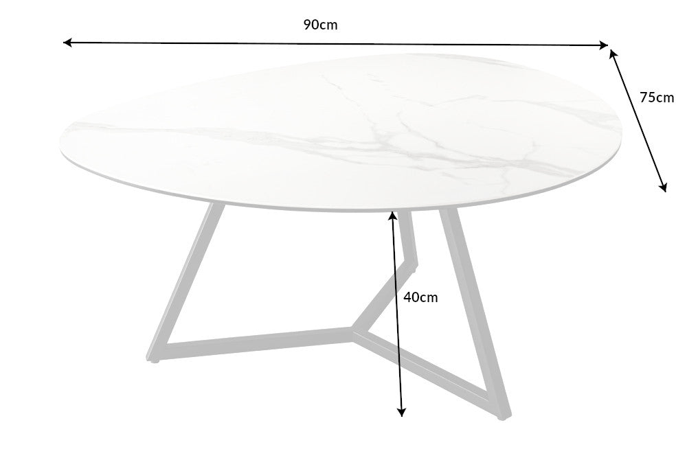 Couchtisch Fantastic 90cm weiß Keramik Marmor
