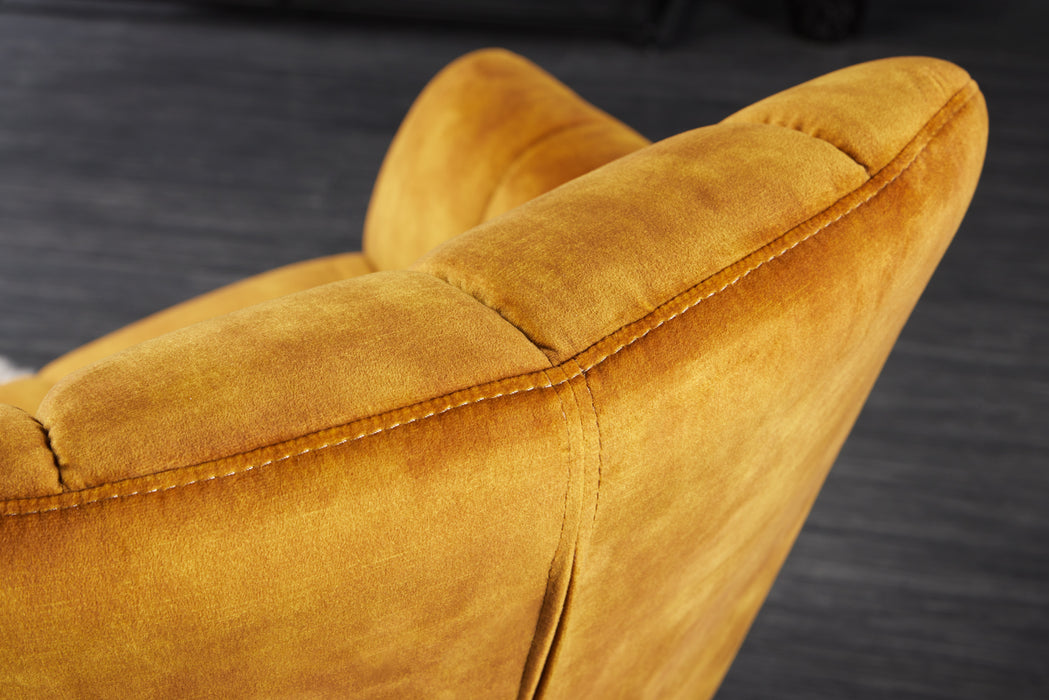 Sessel Monarch 80-90cm Samt senfgelb drehbar