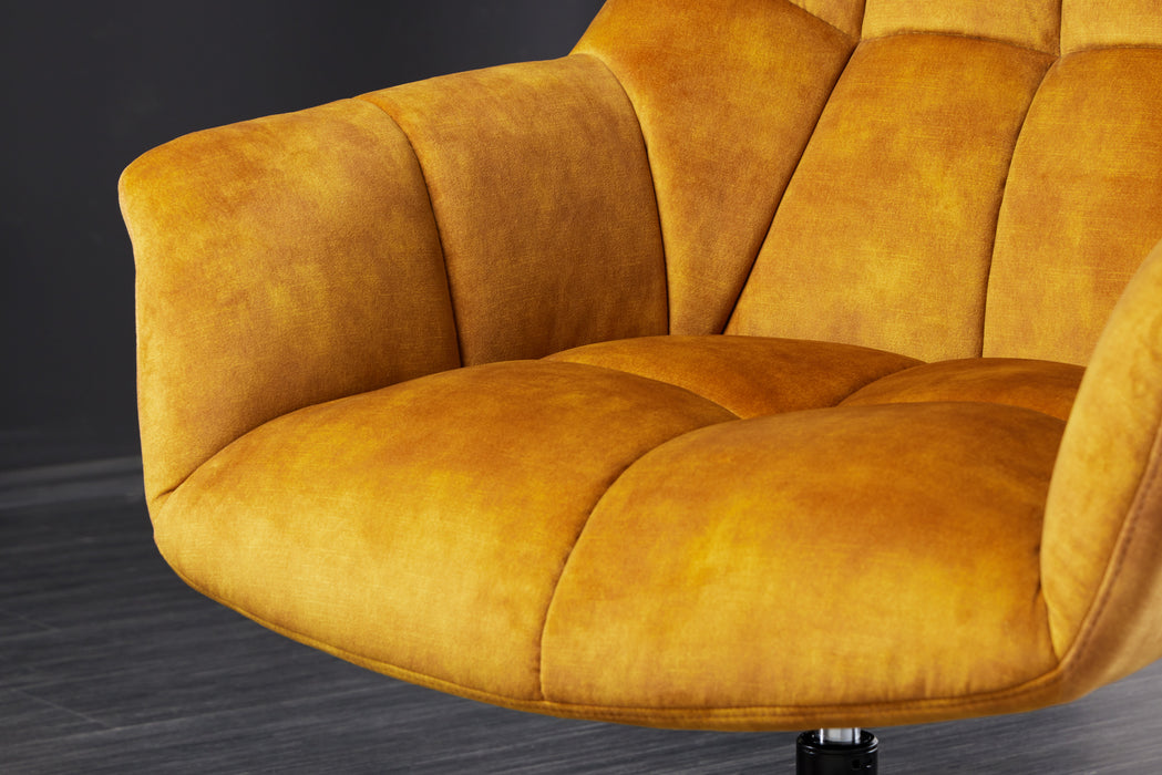 Sessel Monarch 80-90cm Samt senfgelb drehbar