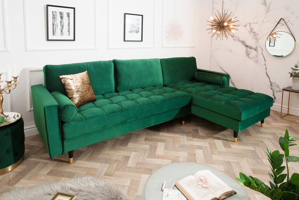 Ecksofa Plush Velvet II 260cm smaragdgrün Samt