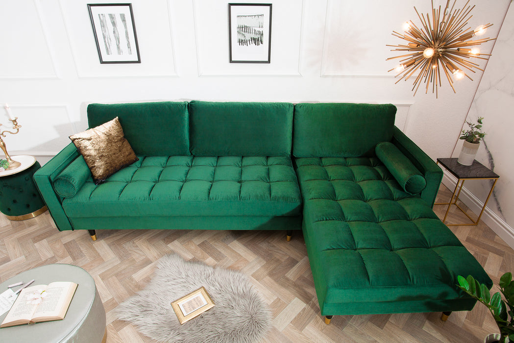Ecksofa Plush Velvet II 260cm smaragdgrün Samt