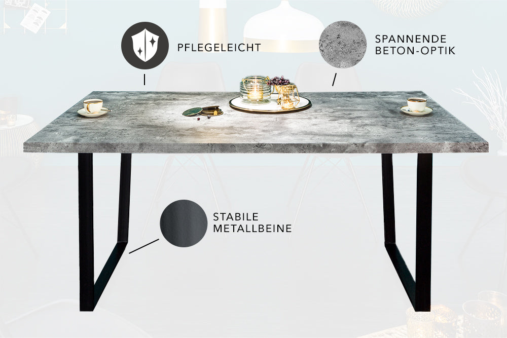 Esstisch Penthouse 160cm Beton-Optik