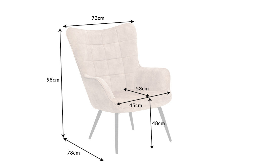 Sessel Nordica Armlehne champagner Samt