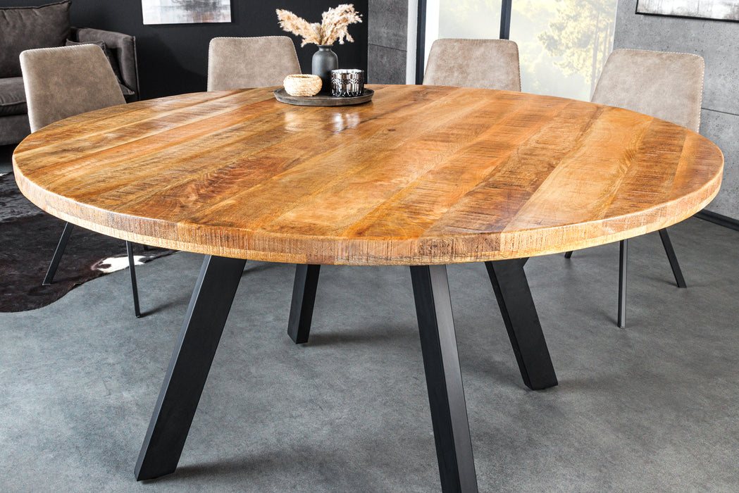 Esstisch Blacksmith 145cm Rund Natur Mango