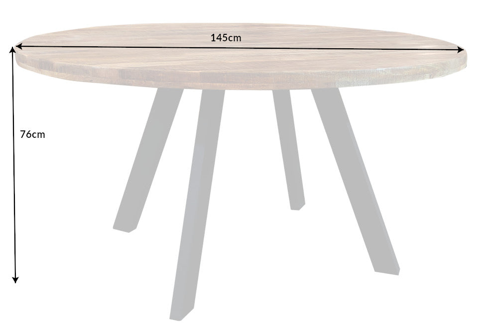 Esstisch Blacksmith 145cm Rund Natur Mango