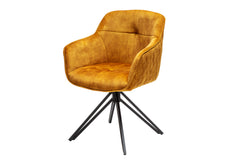 Stuhl Bliss senfgelb Samt drehbar Retro Esszimmerstuhl