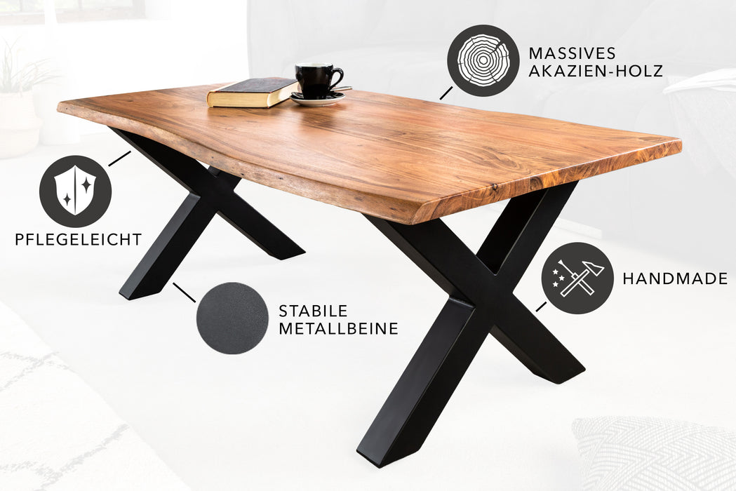 Couchtisch Engelberg X 120cm Akazie honey 25mm
