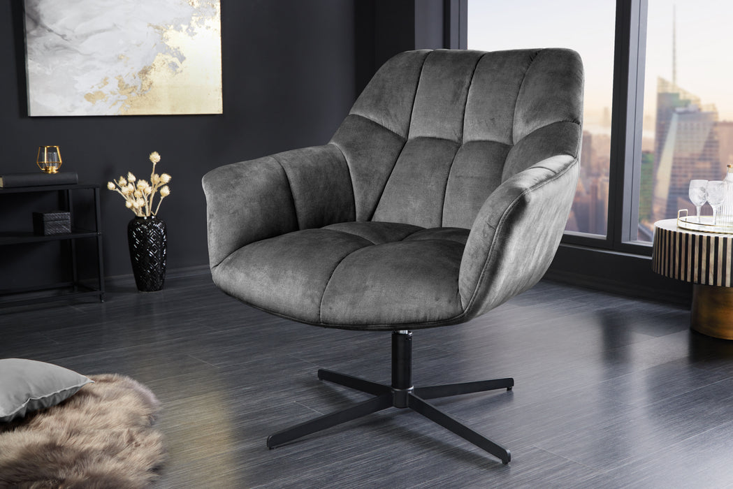 Sessel Monarch 80-90cm Samt grau drehbar