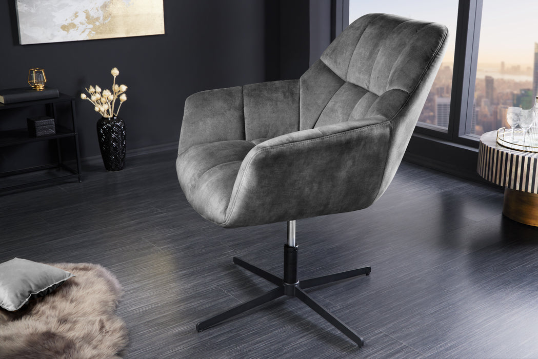 Sessel Monarch 80-90cm Samt grau drehbar
