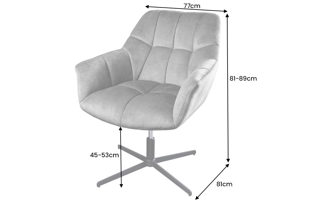 Sessel Monarch 80-90cm Samt grau drehbar