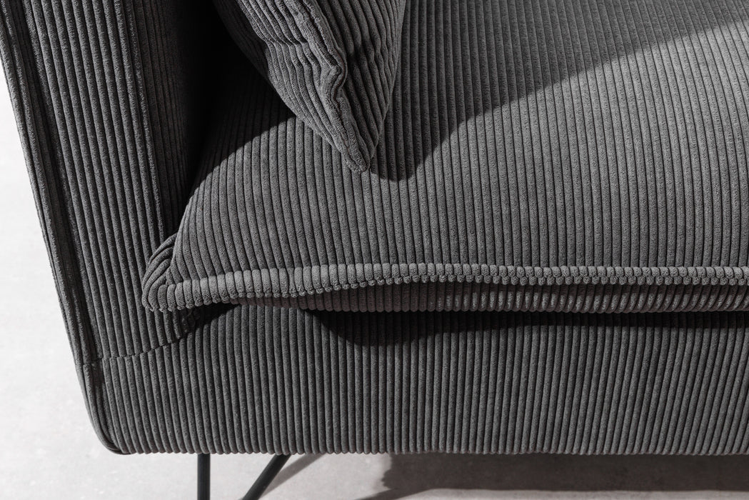 Sofa Enzo 3er grau Retro Hairpin-Füße