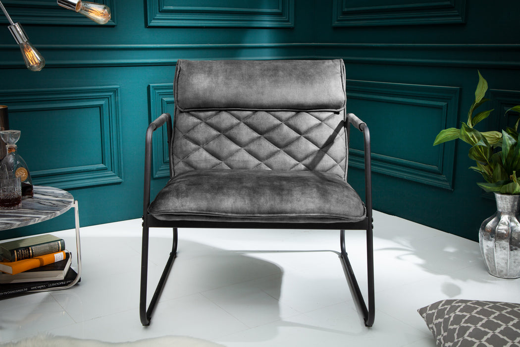 Sessel Stallion Lounger Samt grau