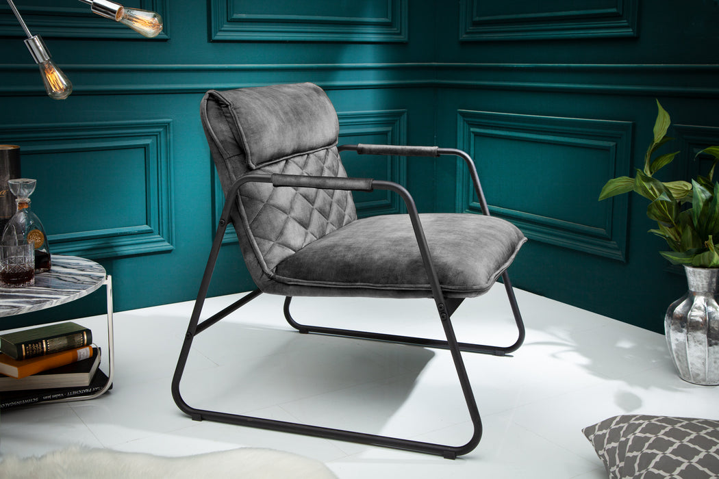 Sessel Stallion Lounger Samt grau