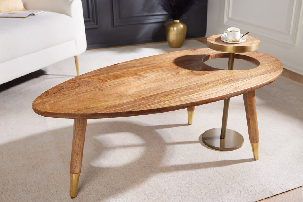 Couchtisch Säntis 110cm braun gold Mango
