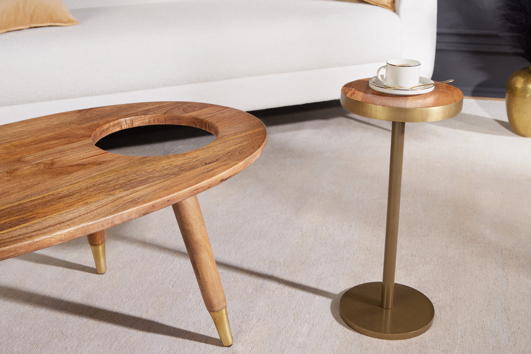 Couchtisch Säntis 110cm braun gold Mango